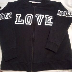 Bobbie Brooks Black Zip-Up Jacket with LOVE Print